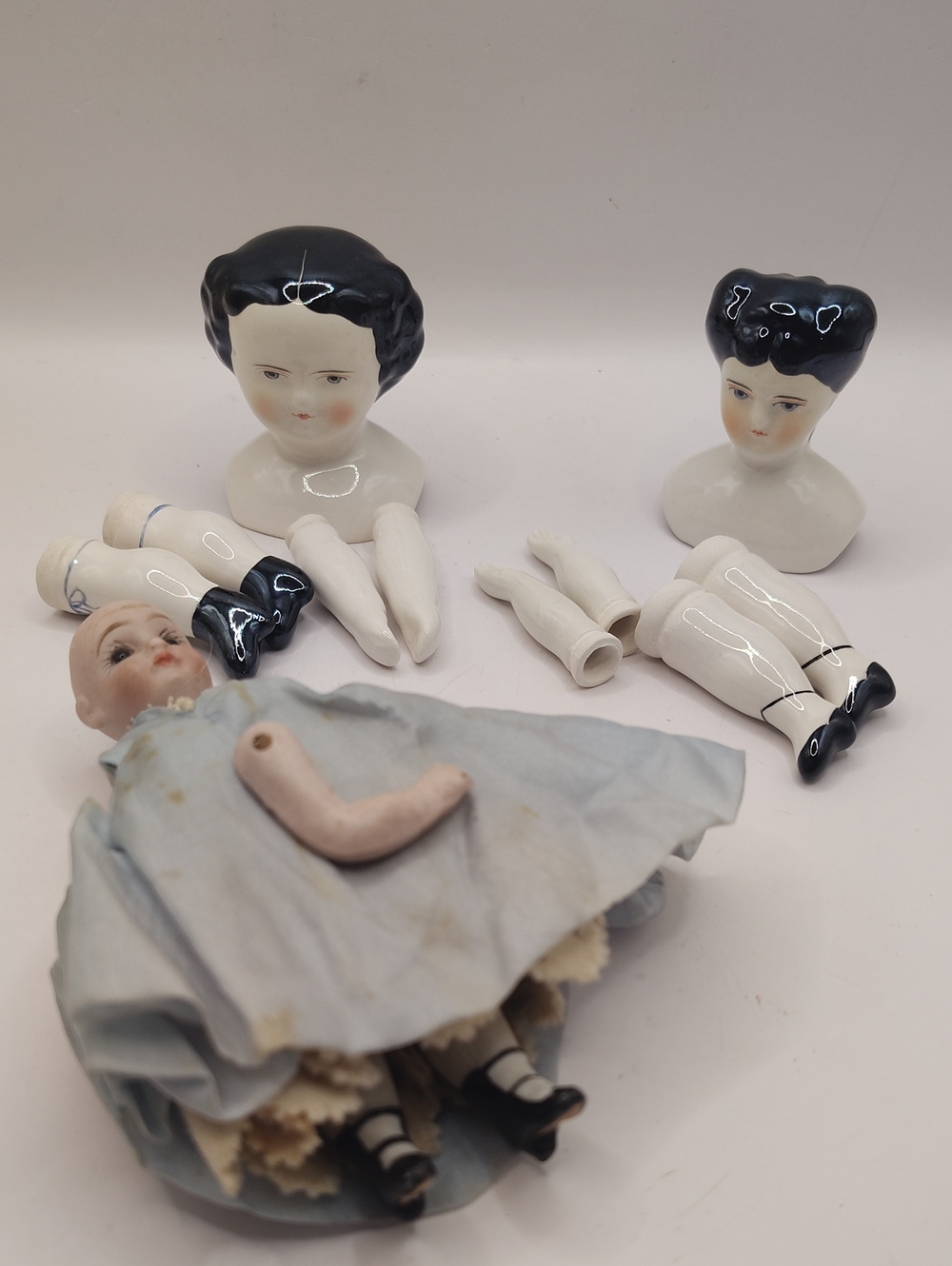 Antique Lot Of Porcelain Doll Pieces (12)